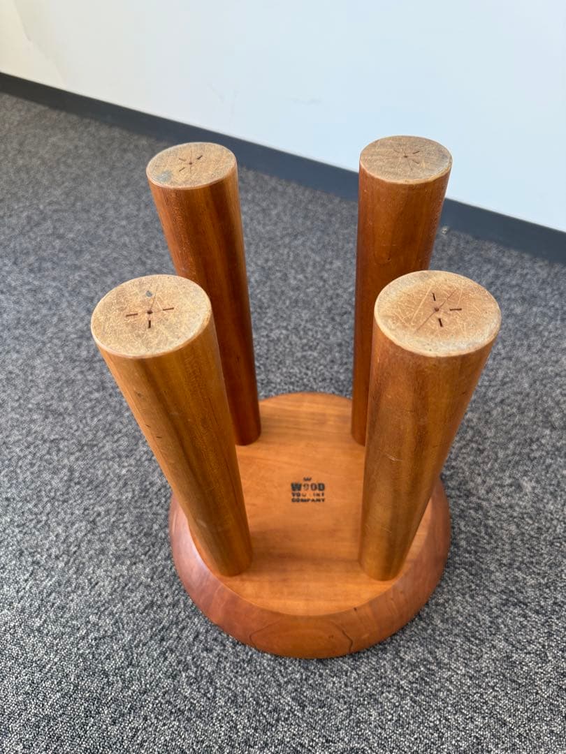 木製円形サイドテーブル チェア