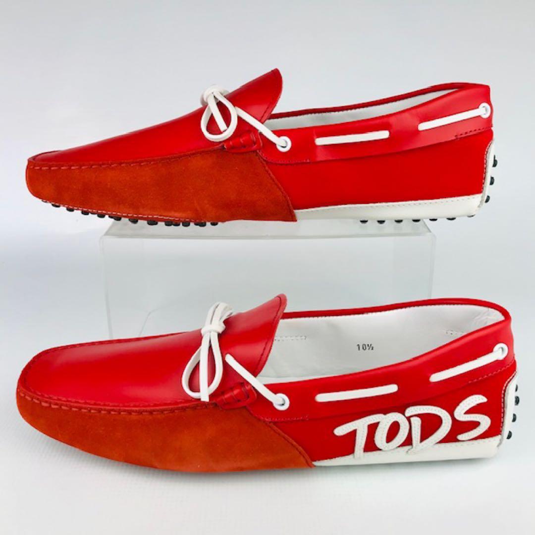 新品未使用★TOD'S・レザー切替 サイドロゴ ドライビングシューズ(10.5)