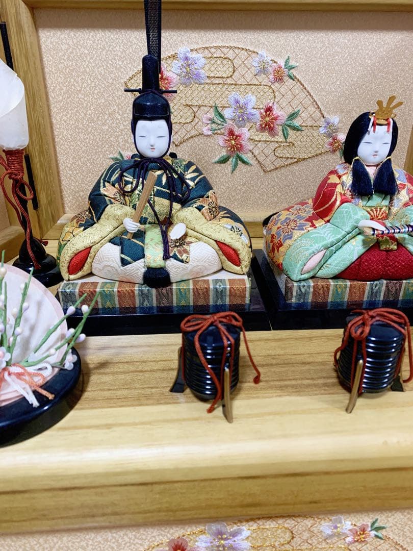 雛人形セット 東京久月 桜香雛 一秀作 さくら刺繍 収納飾り コンパクト 木製