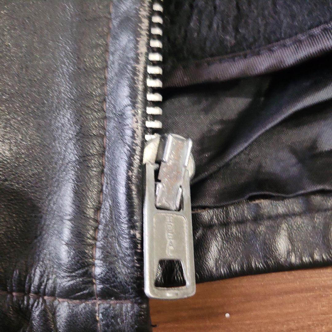 黒 レザー シングルライダースジャケット 38