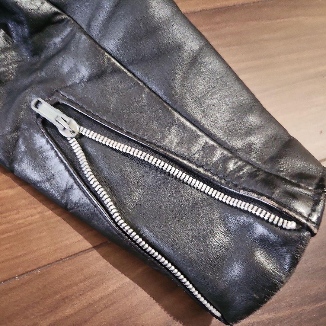 黒 レザー シングルライダースジャケット 38