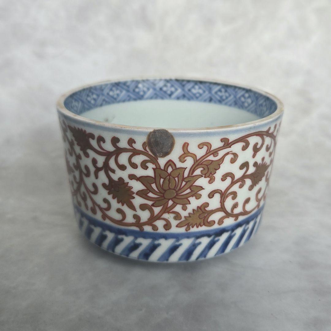 古伊万里　金彩　染付　向付　金唐草　金継ぎ　アンティーク　骨董　江戸