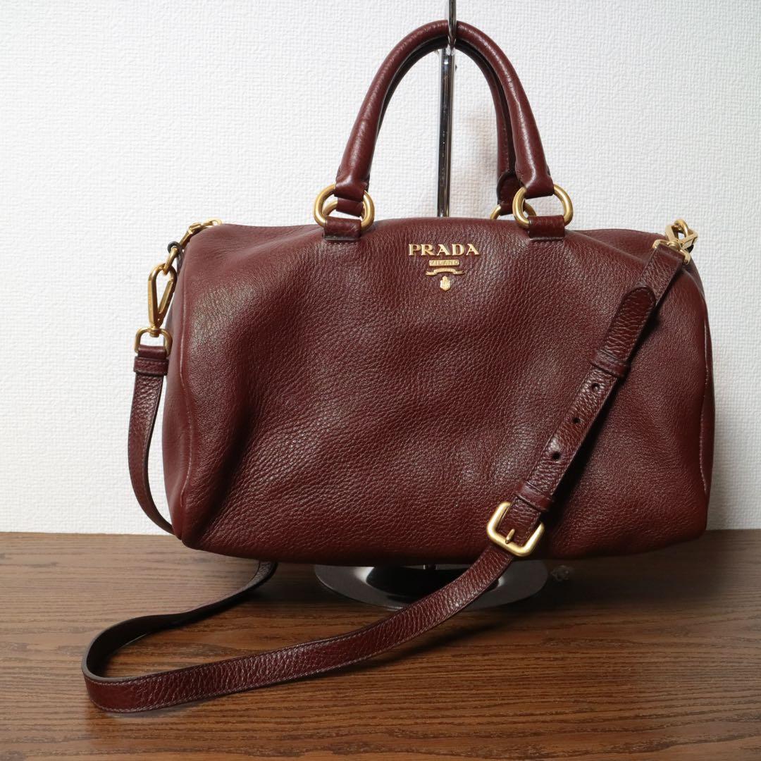 【極美品】 PRADA ダイノレザー ボストンバッグ ショルダーバッグ ギャラ