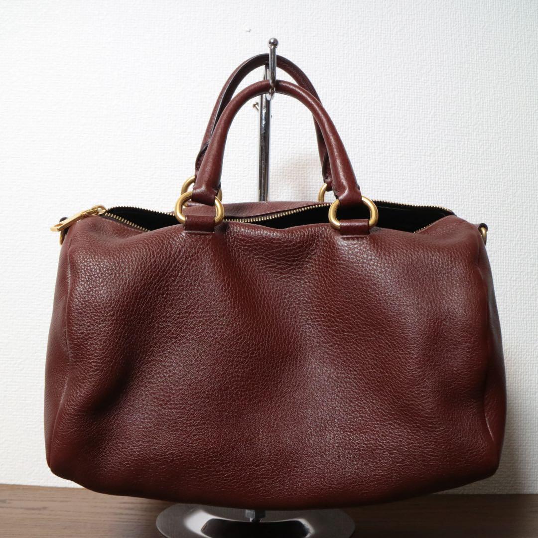 【極美品】 PRADA ダイノレザー ボストンバッグ ショルダーバッグ ギャラ