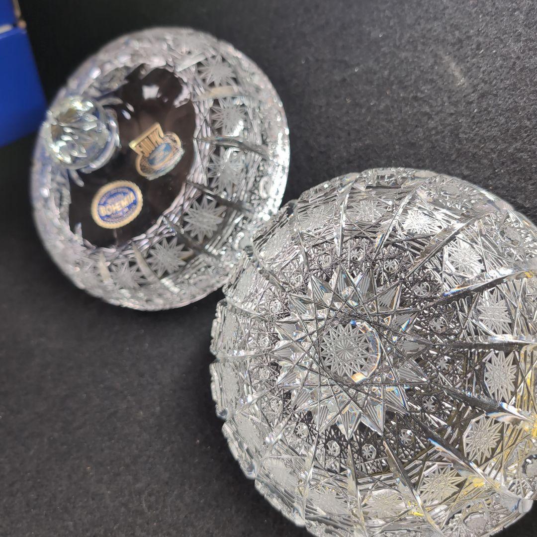 【ボヘミア】高級クリスタル 蓋付きボウル PK500　ハンドメイドカット　ポット