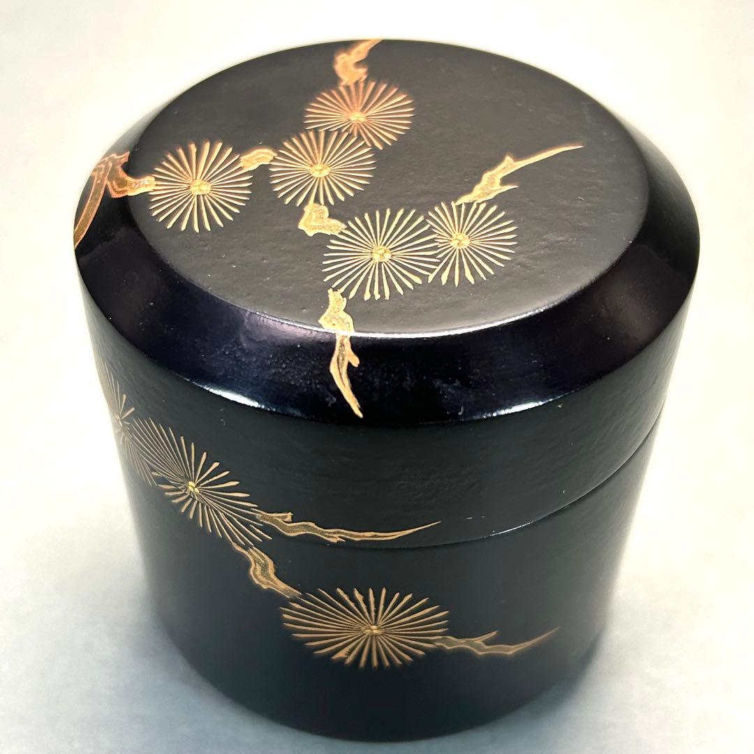 棗　『石井隆鳳　内金砂子　唐松蒔絵』　即中斎好　雪吹　お茶道具　共箱　工芸品