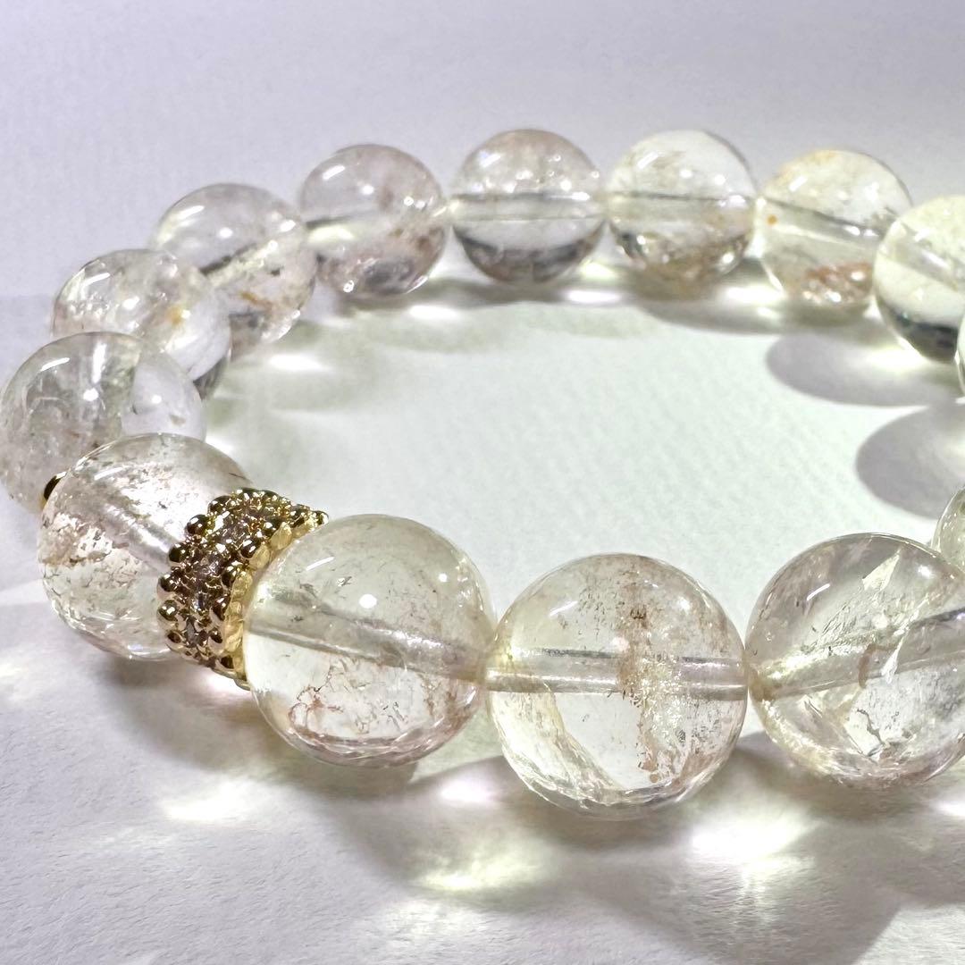 【ピンクアイリス ヒマラヤ水晶】マニカランの神秘的な輝き 天然石 ブレスレット