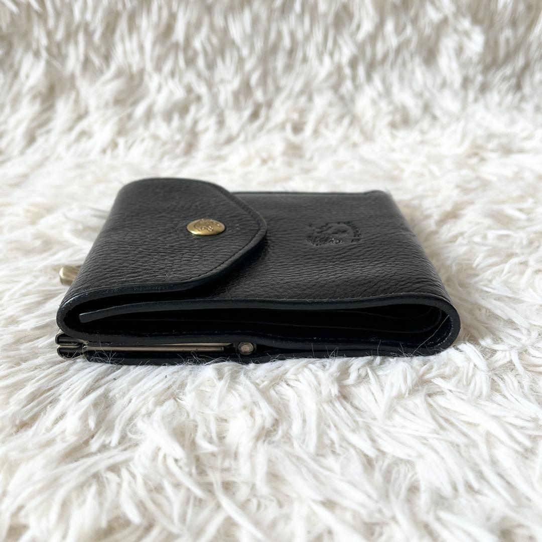 ⭐️未使用品⭐️　IL BISONTE　がま口　三つ折り財布　ブラック　レザー