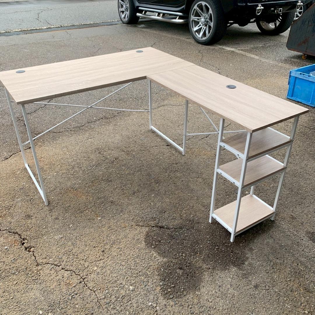 【モダンデコ】 L字型 パソコンデスク ワークデスク 組み立て式 A0445