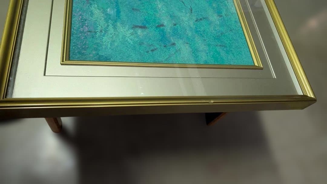 自然風景アート 緑色系 金色フレーム