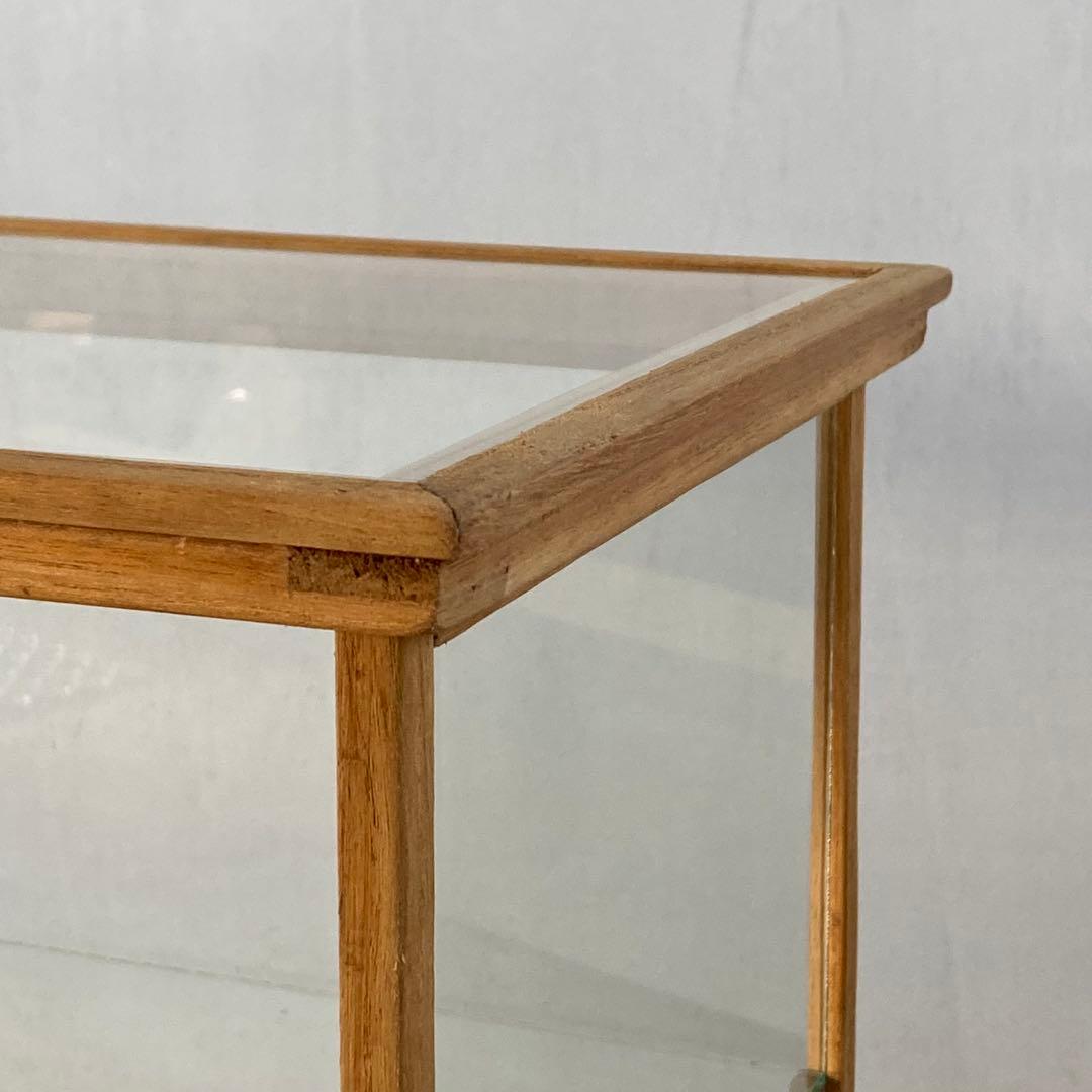 古い木製 ガラスケース 2段 卓上ショーケース 展示ケース 扉なし