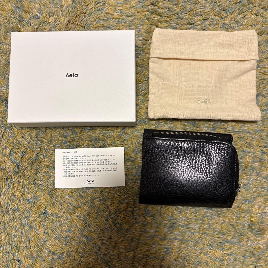 Aeta ブラック 三つ折り財布