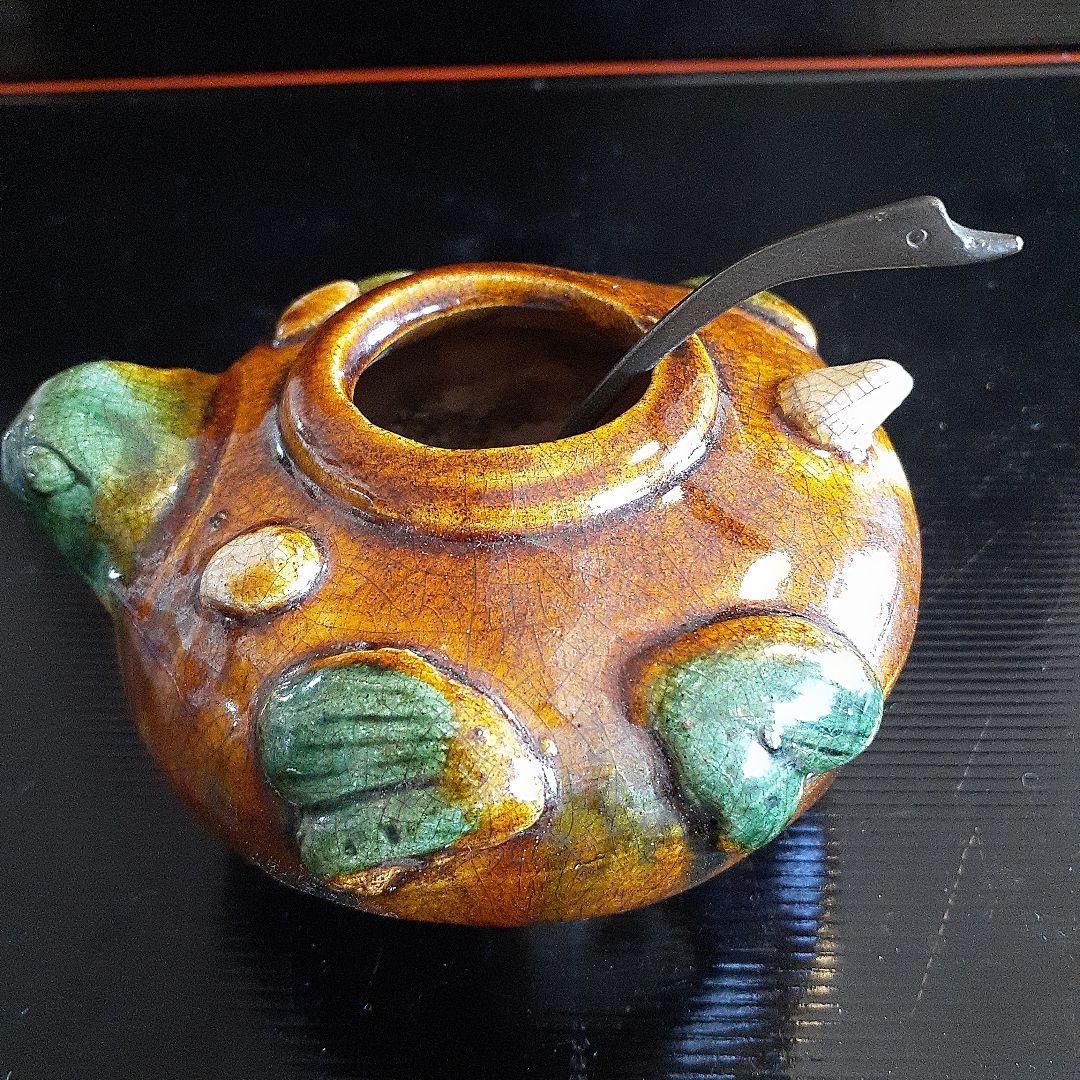 唐三彩蛙形水滴、水盂、水差　書道用