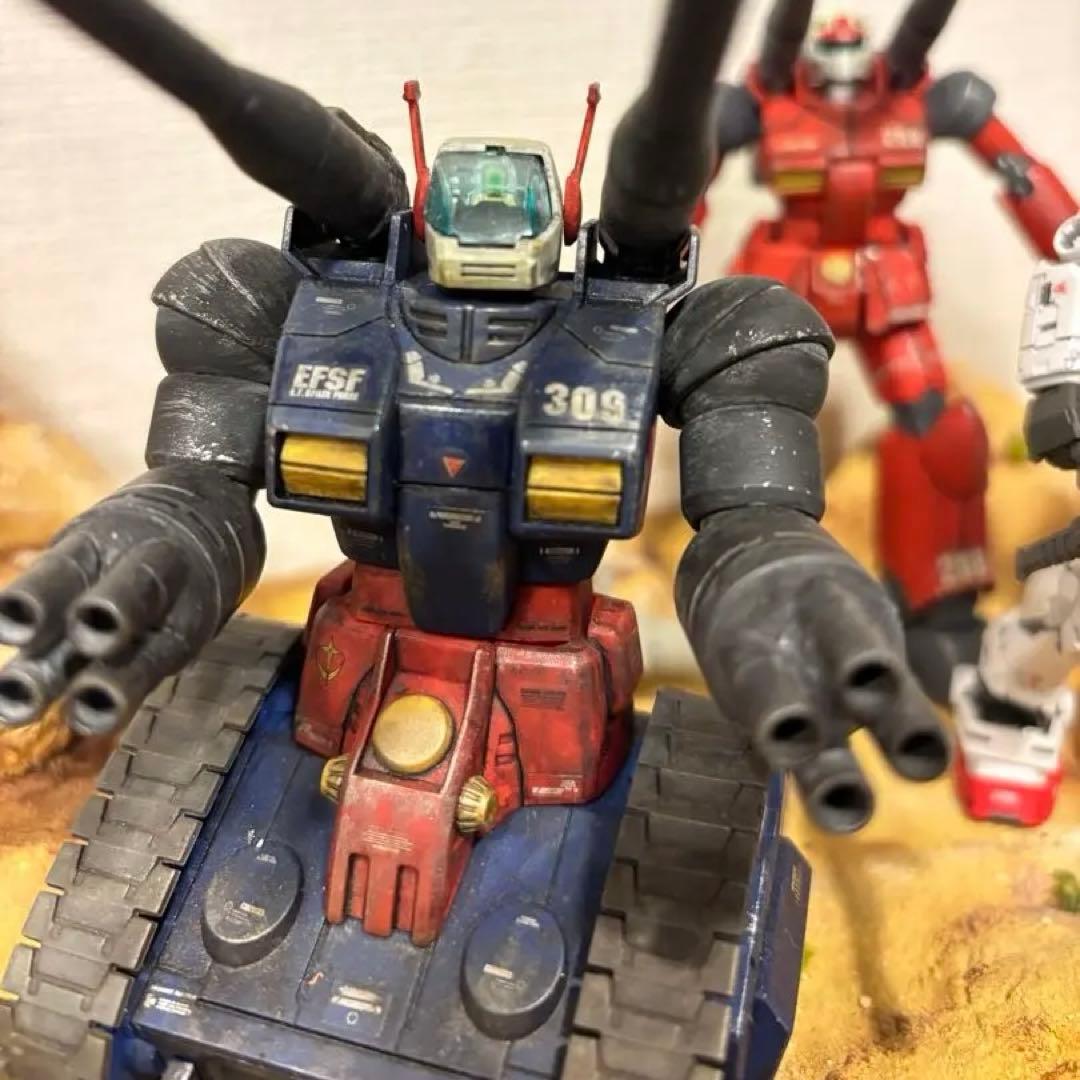 HG 1/144 ガンタンク 、ガンキャノン、ジオラマベースの3点セット