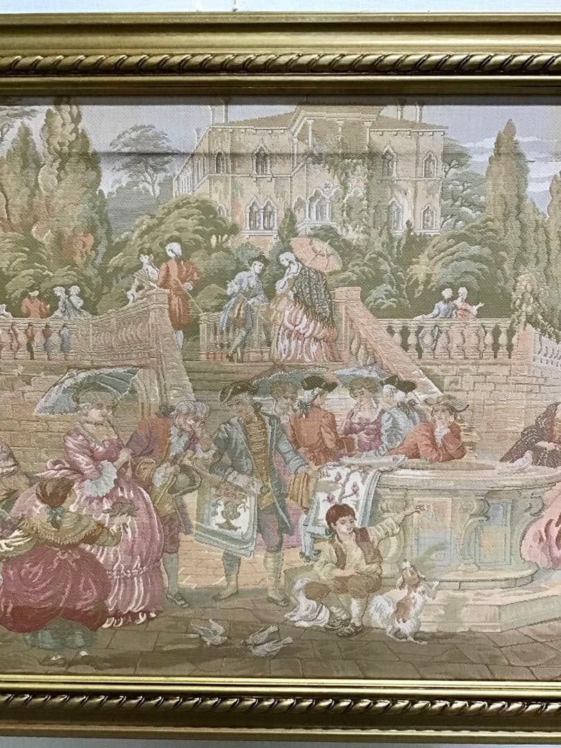 管179☆イタリア製☆ゴブラン織☆額絵