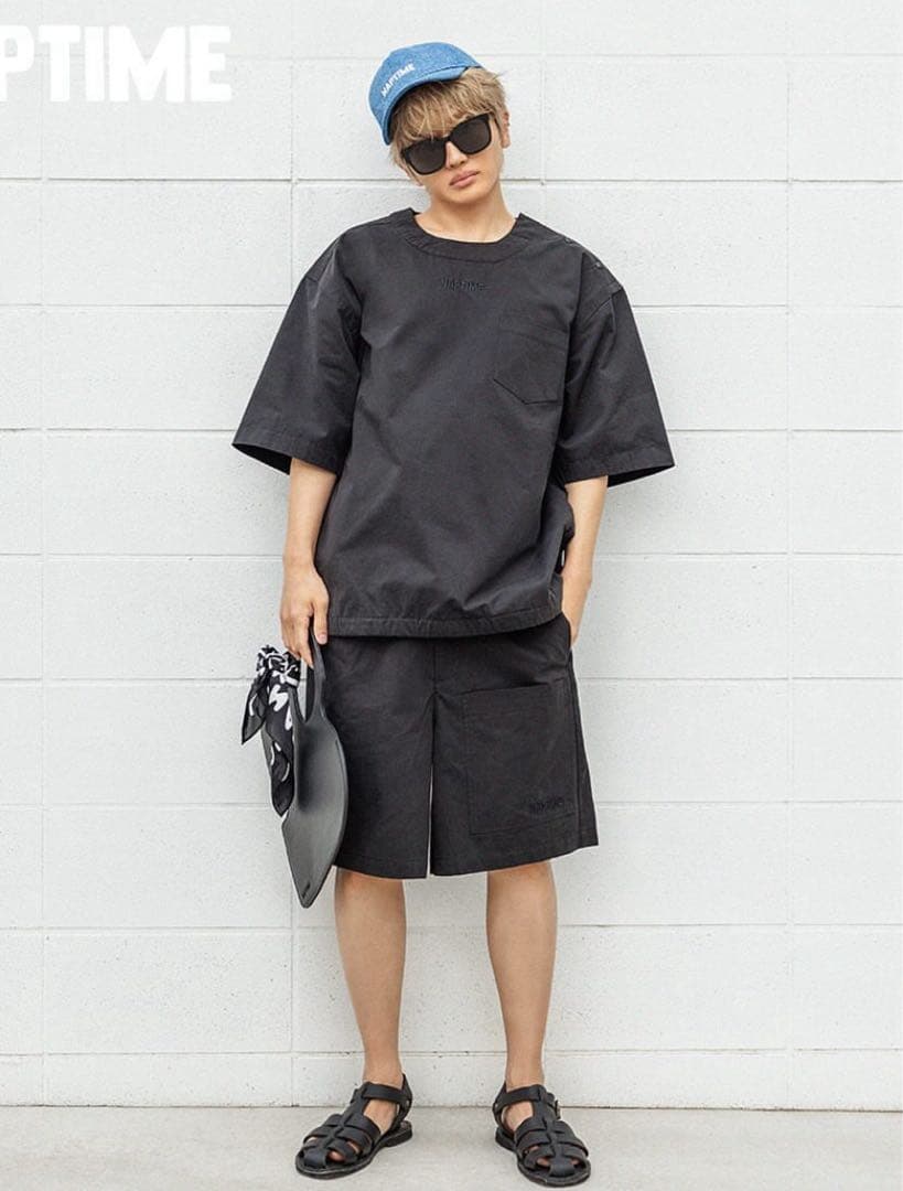 Lサイズ　◆刺繍半袖プルオーバーSHIRTS-BLACK