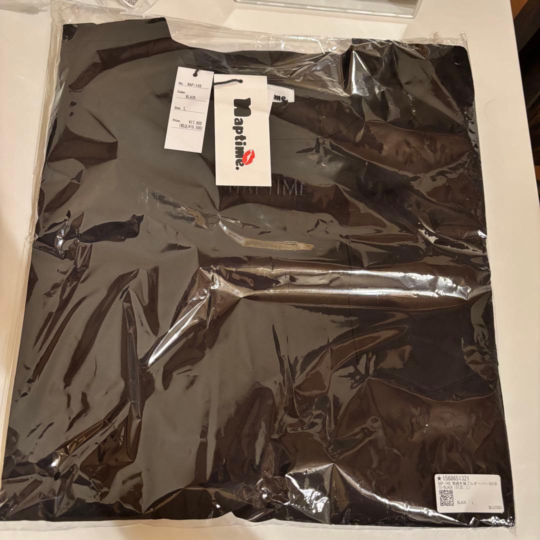 Lサイズ　◆刺繍半袖プルオーバーSHIRTS-BLACK