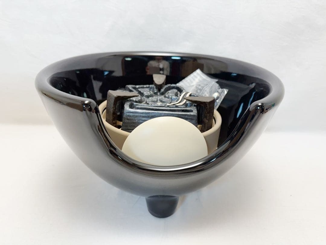 未使用 茶道具 黒真塗 紅鉢型 野々田商店製 電熱器 元箱