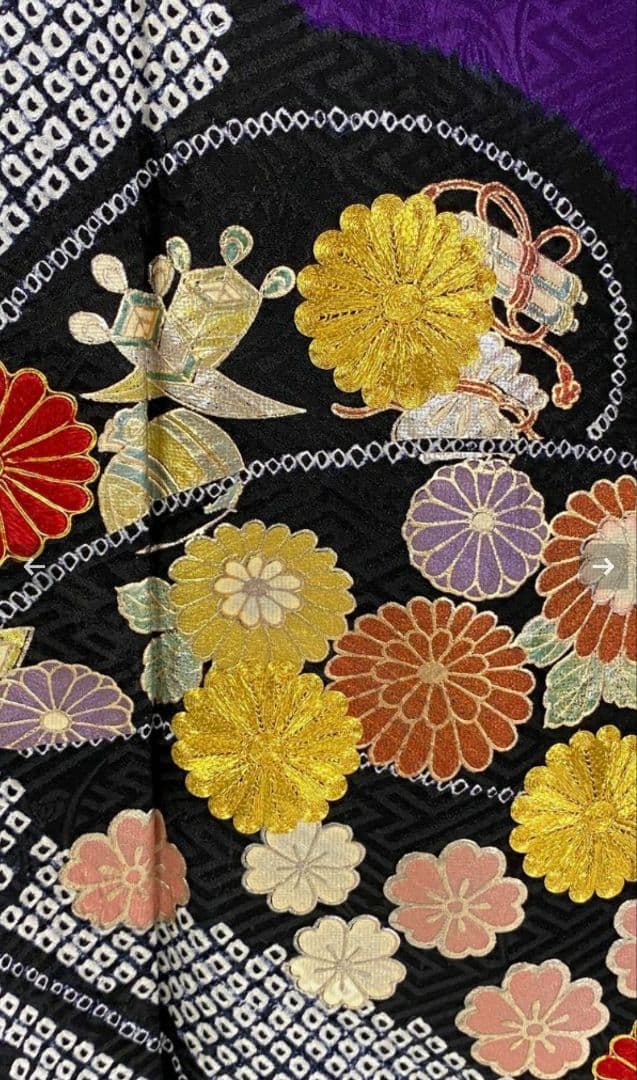 振袖　しつけ付　絞り　金糸　刺繍　成人式　豪華　古典柄　重ね衿付き