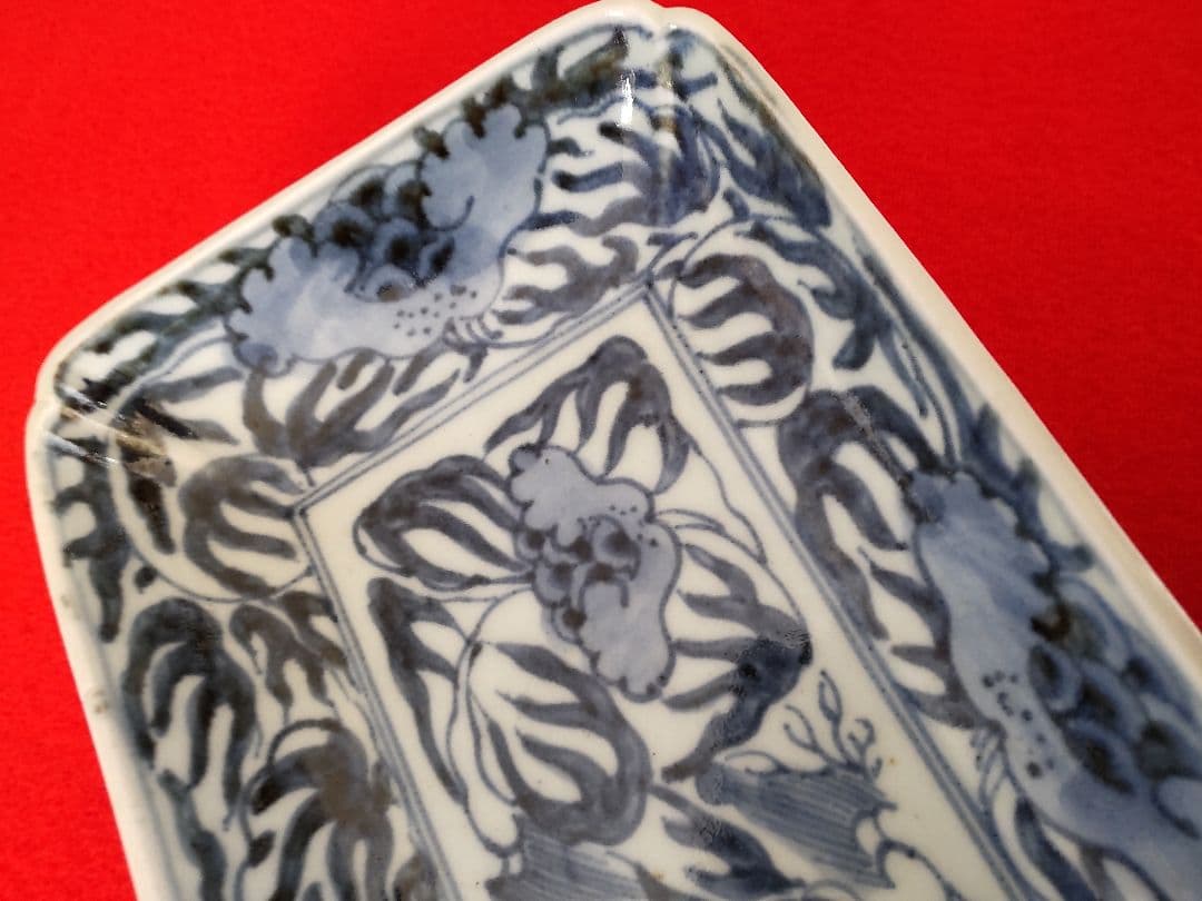 古伊万里染め付け角長皿一客