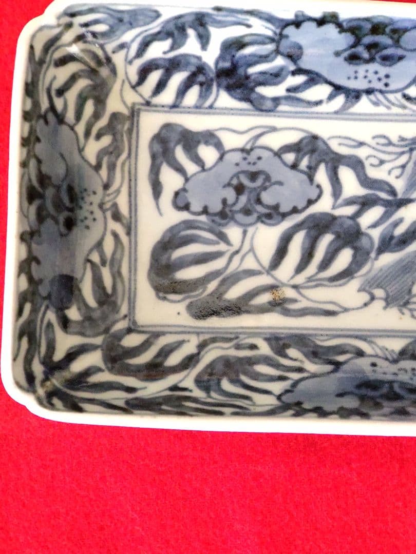 古伊万里染め付け角長皿一客