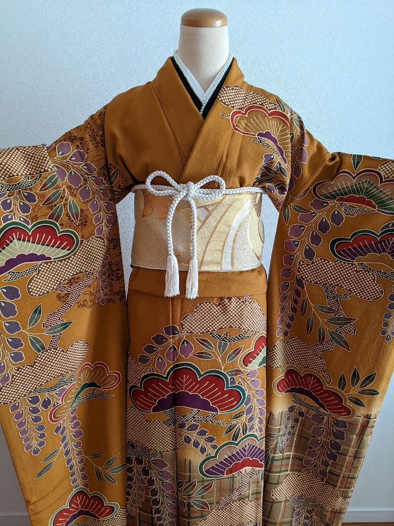 ◉美品 豪華お振り袖【松文 金彩 京都 正絹】成人式・結婚式