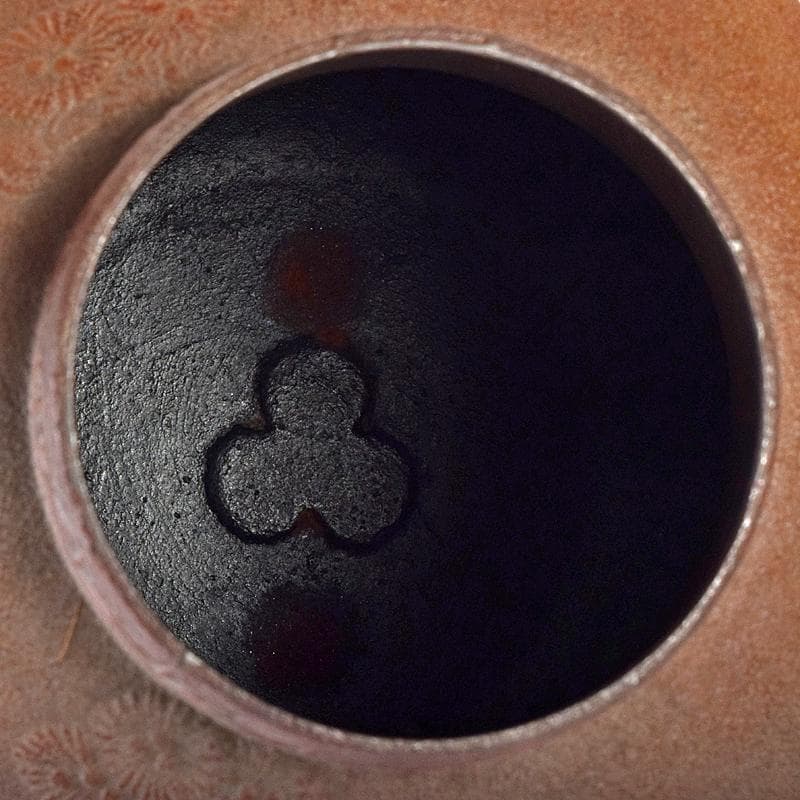 茶道具　人間国宝　釜師　高橋敬典作　唐松地紋　甑口窯　共布共箱　V　R8702B