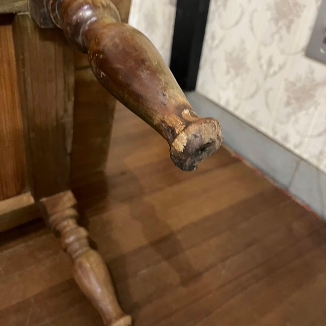 【アンティーク】木製 引出し付 ろくろ足 文机 ローテーブル 座卓 古家具