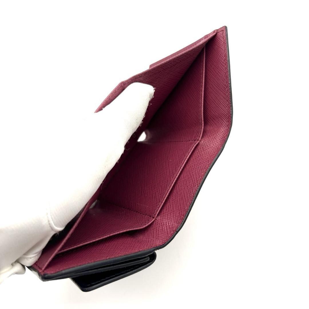 極美品◆PRADA 三つ折り財布 バイカラー サフィアーノ ゴールドロゴ