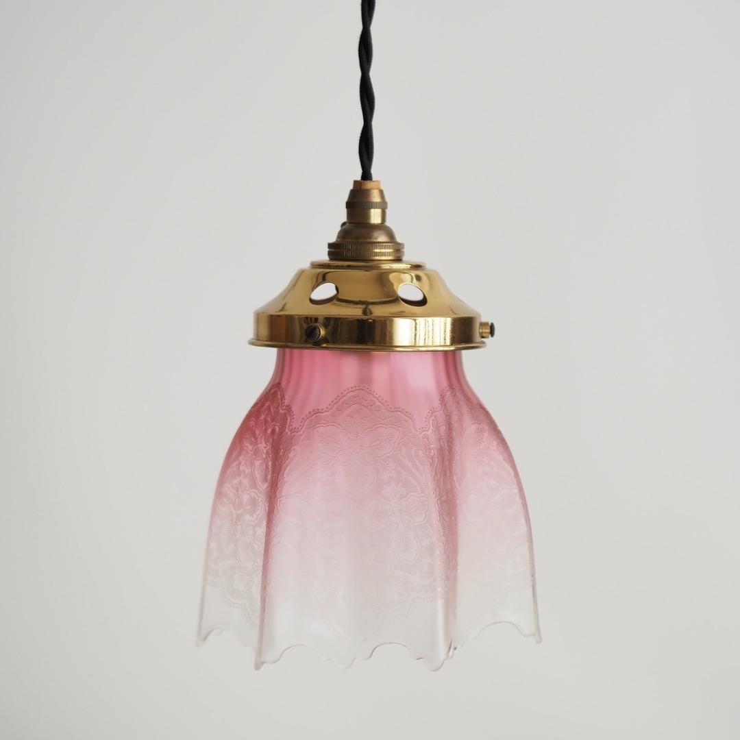 シェードランプ 天吊ランプ エッチング / アンティーク 英国製