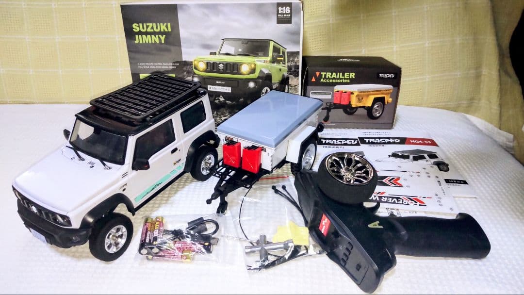 c*a様 スズキ ジムニー 1/16 ラジコン ホワイト 専用トレーラー付き