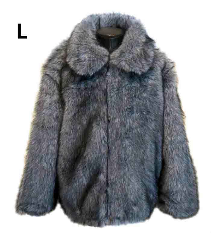 L ファー ブルゾン 大きなサイズ グレー ロック ロカビリー ヴィジュアル系
