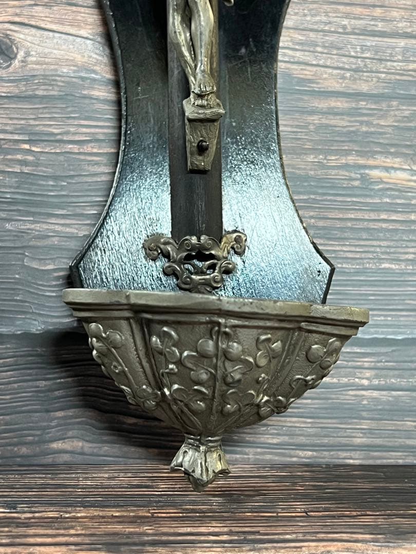 フランス　アンティーク　聖水盤　イエスキリスト 磔刑　十字架　クロス