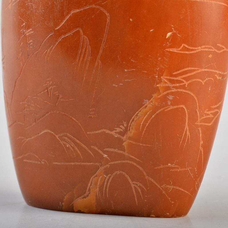 中国　玉石彫刻　山水人物刻　紙鎮　置物　C　R5926