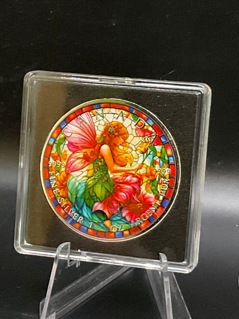 【ラスト】2025年カナダ ステンドグラス風 フェアリー1オンス カラー銀貨