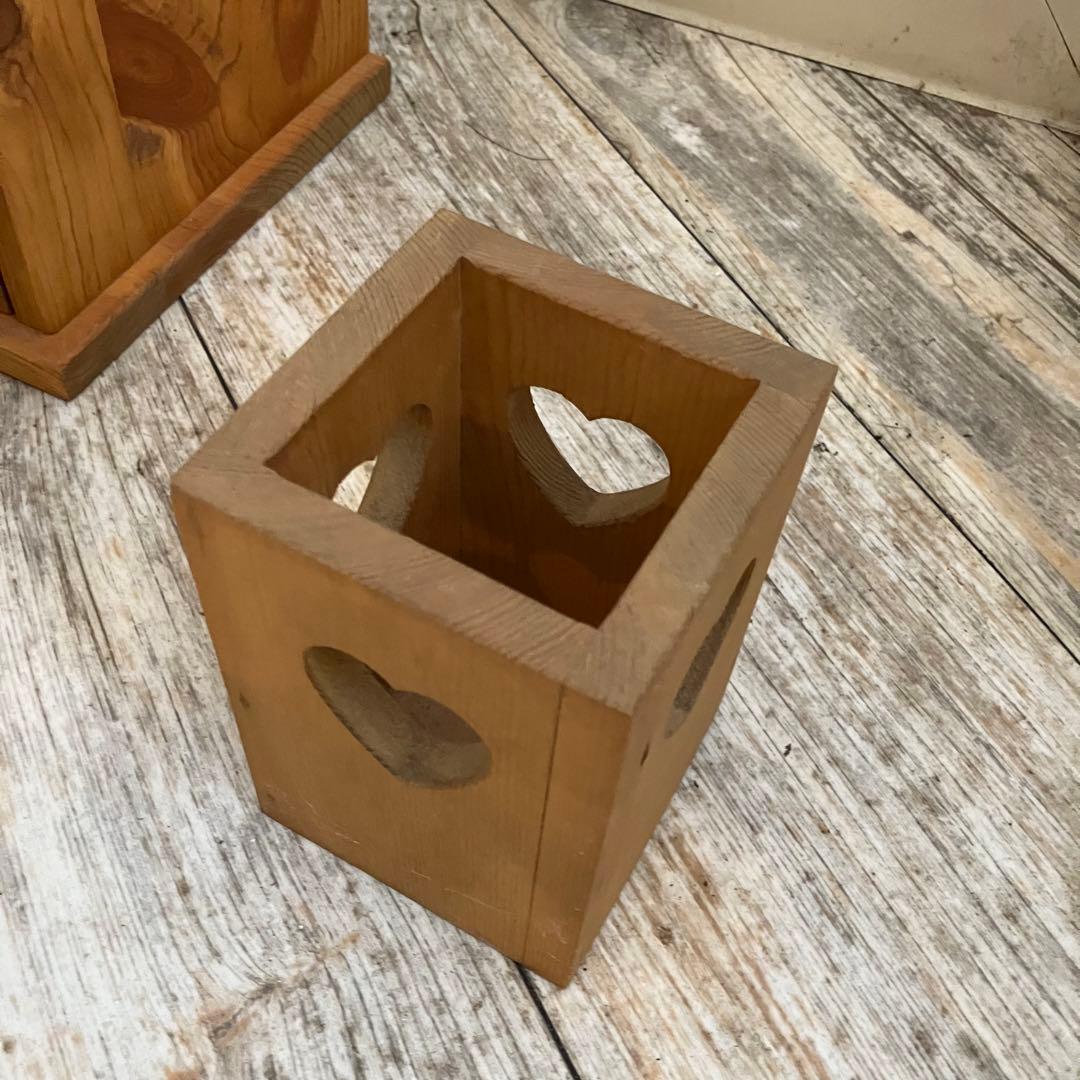 カントリー家具　ハートのくりぬき　ハンドメイド品　木製チェスト 5点セット