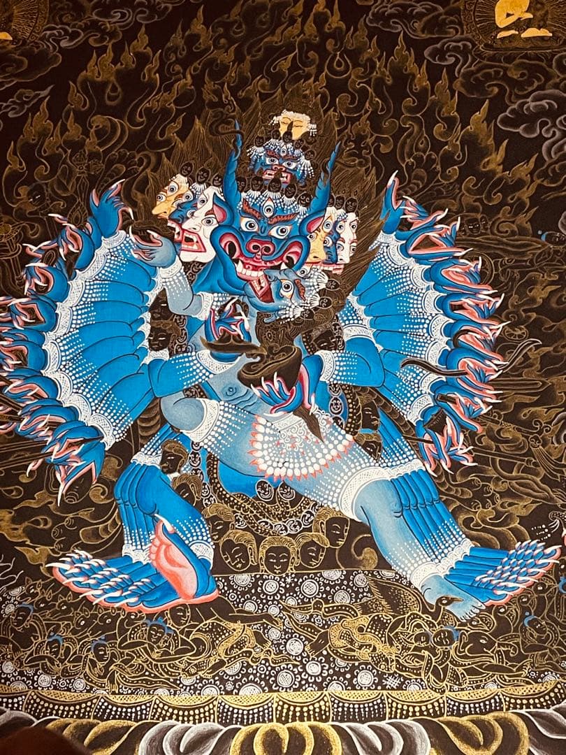 肉筆画 一点物 ヤマーンタカ 歓喜天 大威徳明王 曼荼羅 タンカ