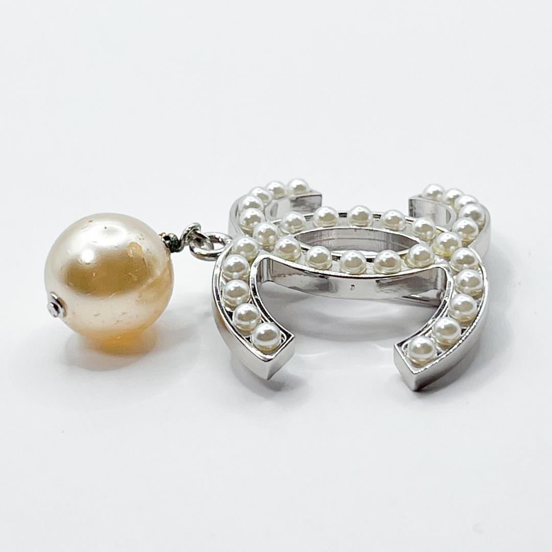 美品★シャネル ブローチ パール シルバー ヴィンテージ ココマーク 06 V