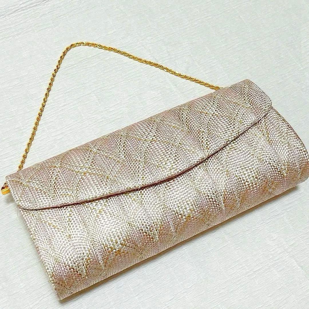 白梅謹製　和装バッグ　クラッチバッグ　フォーマル　組紐　絹　金糸　ピンク　未使用