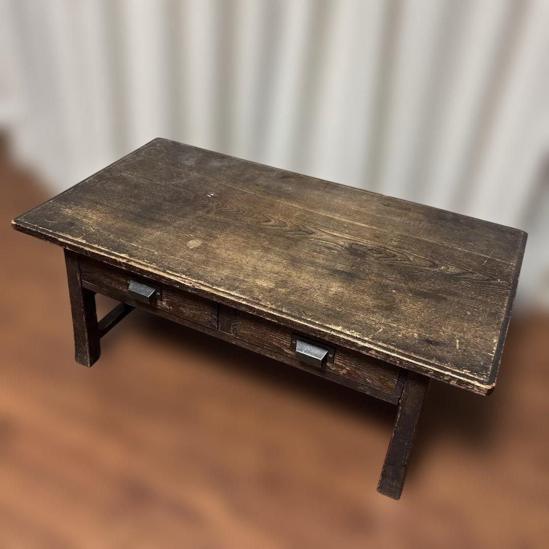 昭和レトロ 木製文机 書斎机 ローテーブル 座卓 古家具 経台ビンテージ