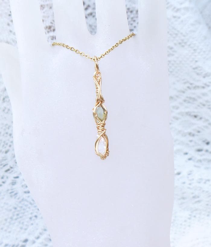 高波動フェナカイトシナジーペンダントトップ（サポートストーン：モルダバイト）◇