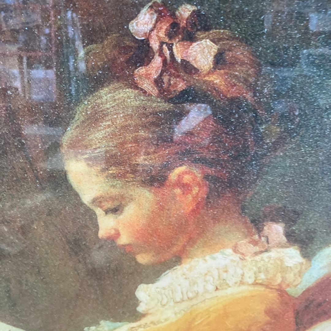 水晶画 フラゴナール 読書する娘 名画 絵画 貴石画 宝石画 アート 壁掛け