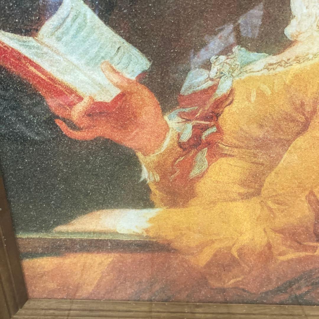 水晶画 フラゴナール 読書する娘 名画 絵画 貴石画 宝石画 アート 壁掛け