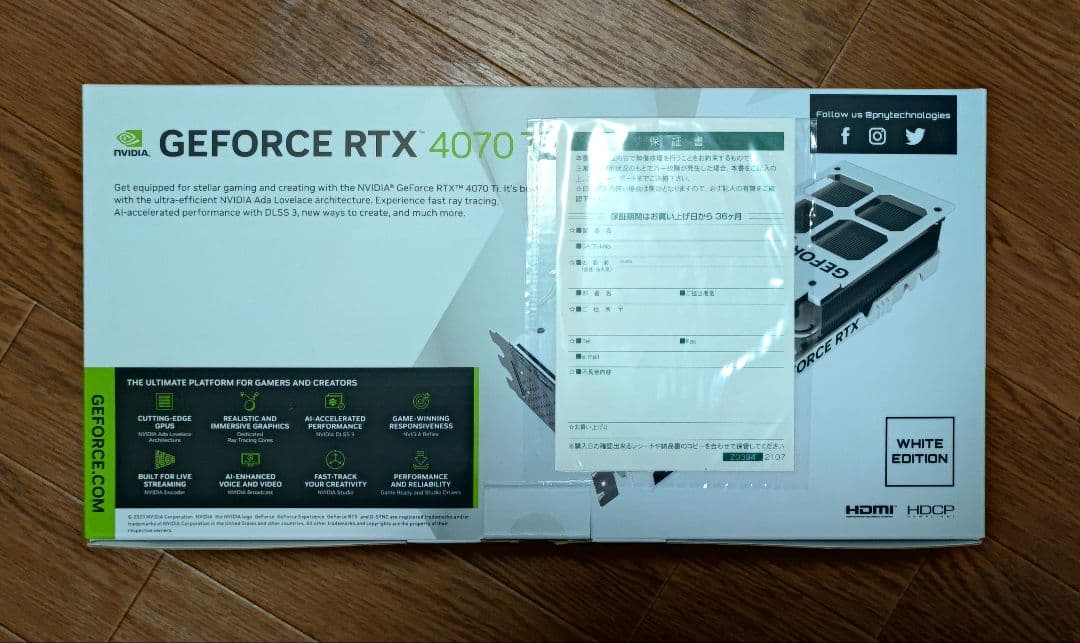 グラフィックボード・グラボ・ビデオカード PNY GEFORCE RTX 4070ti 12GB