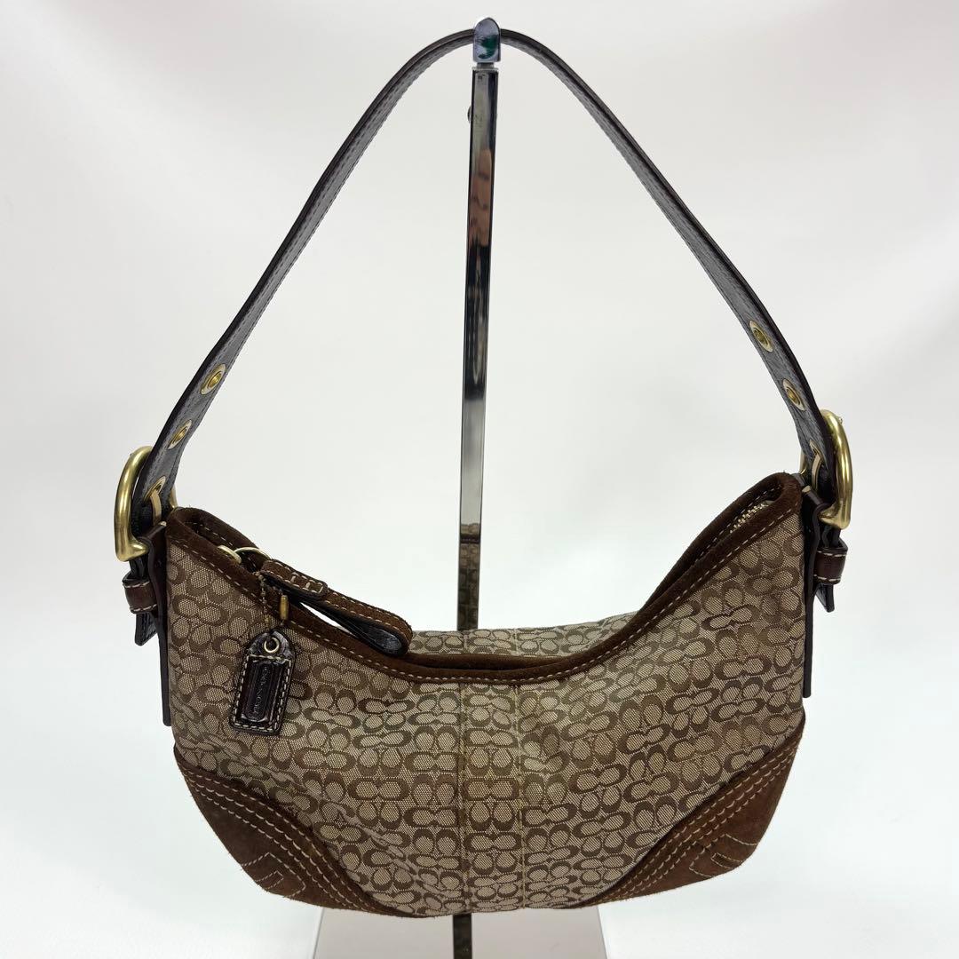 COACH シグネチャー ワンショルダー キャンバス レザー スエード 2154