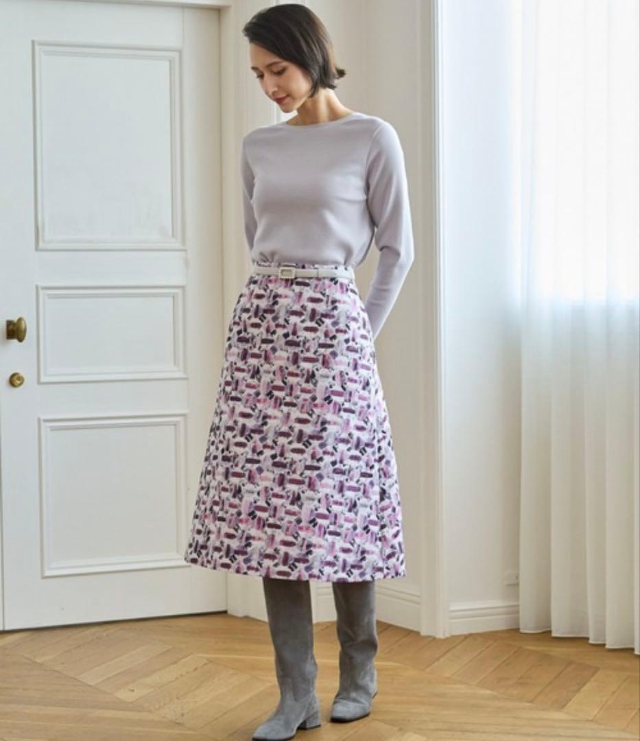 美品 ANAYI アナイ オードトワレジャガード後ろ切り替えスカート 36