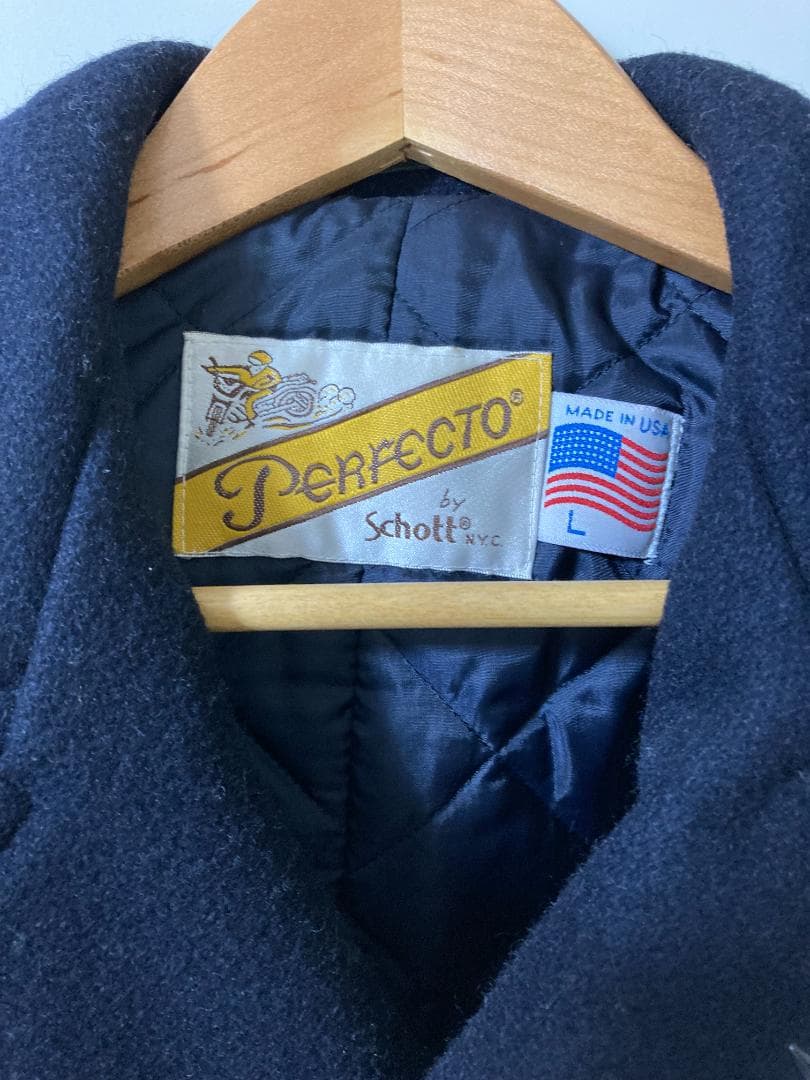 USA製Schott　メルトンウール裏地キルティングダブルライダースジャケット