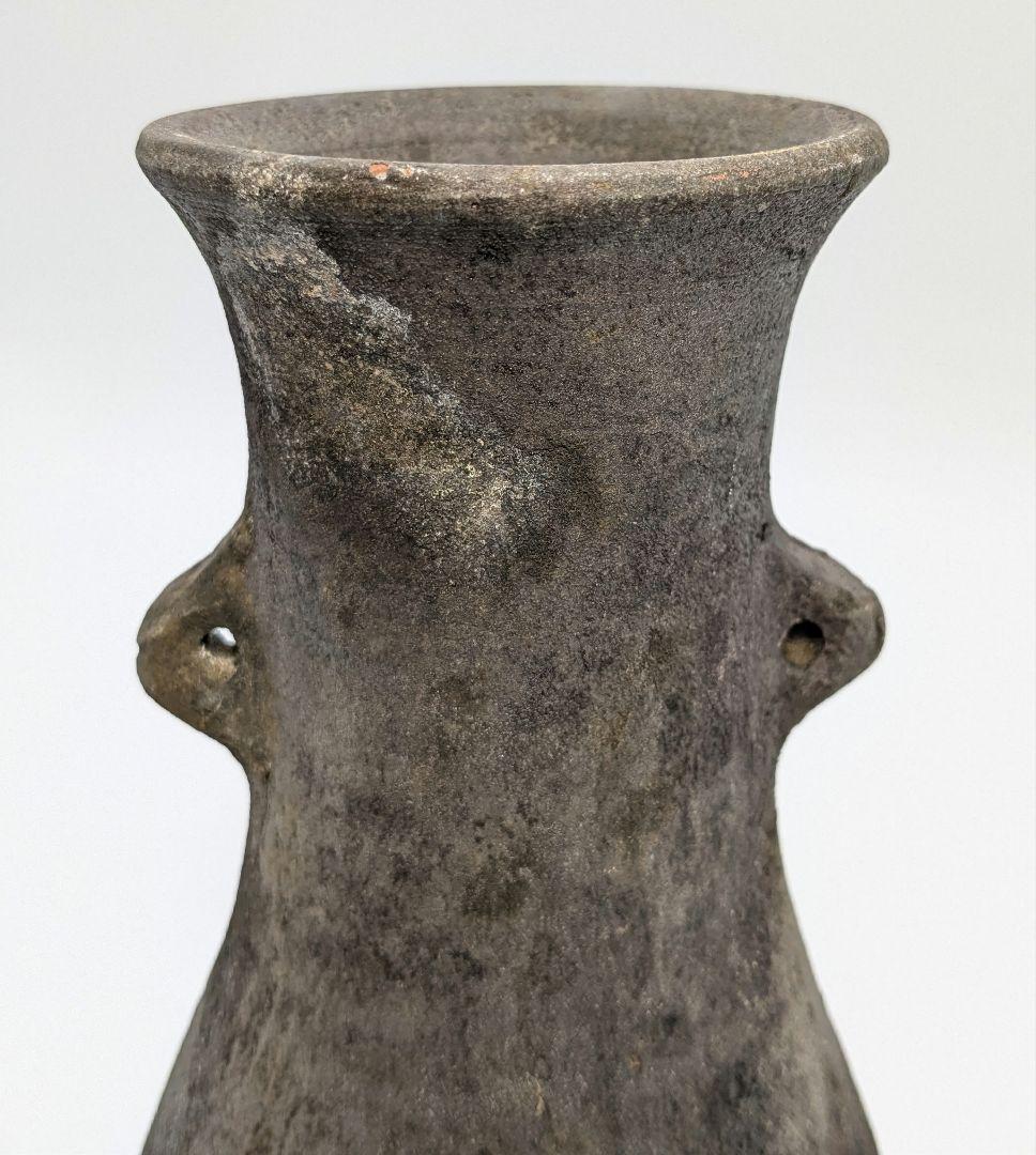 岡山県重要無形文化財 山本出 備前焼 耳付花入 備前須恵 花瓶 花器 置物 窯変