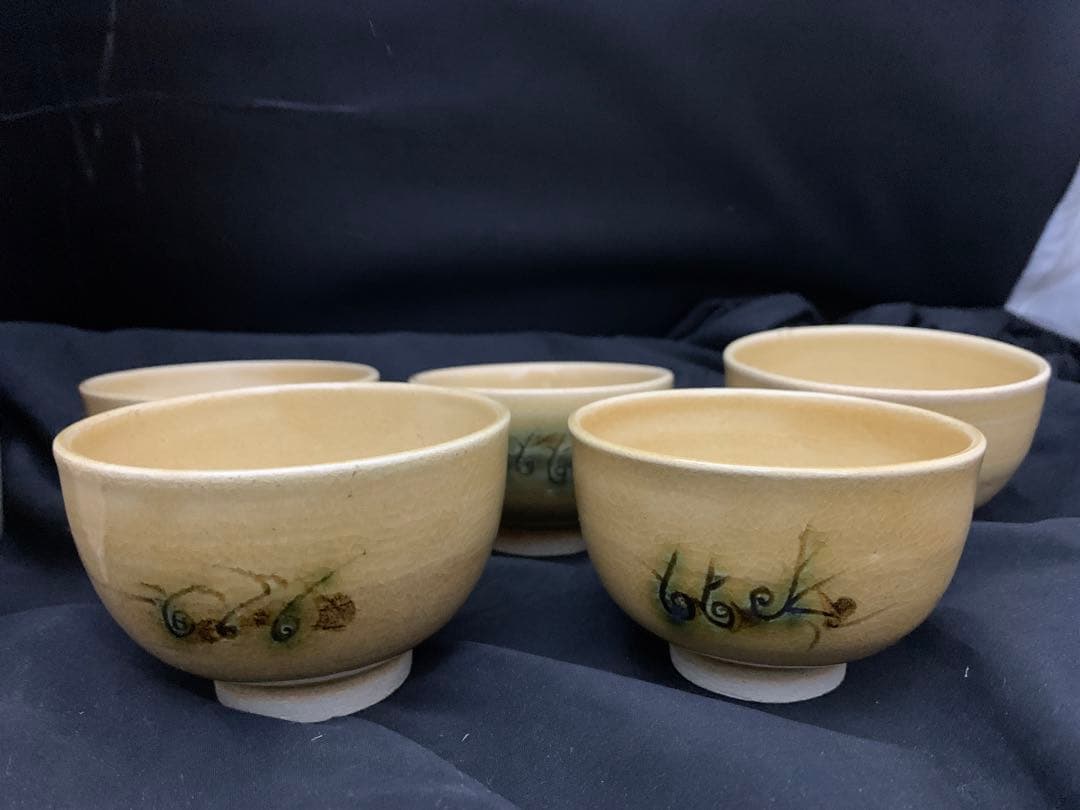 黄瀬戸　湯呑　５客　共箱付き　加藤令吉作