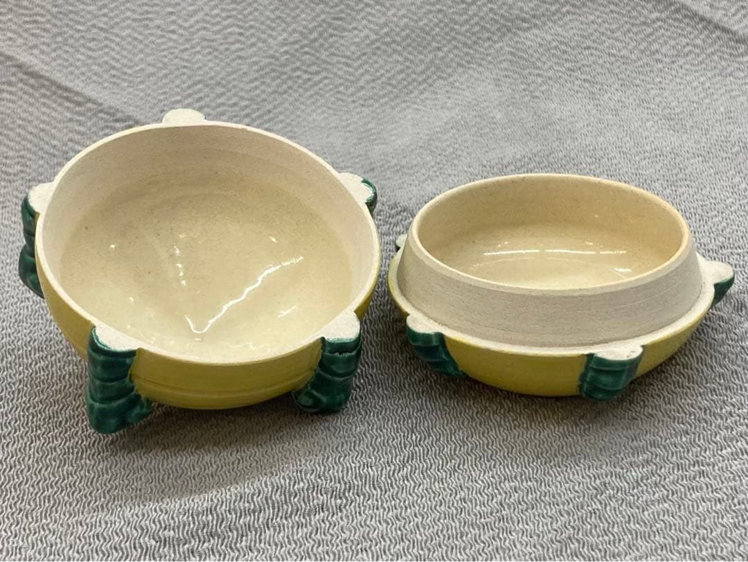 B15s  清閑寺窯　祥平造　黄南京宝珠香合　共箱　京都　茶道具香道具  竜